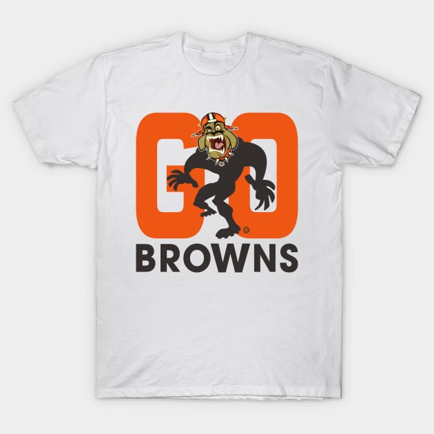 Cleveland Browns BullDawg - Go Browns! Growler T-Shirt by Goin Ape Studios